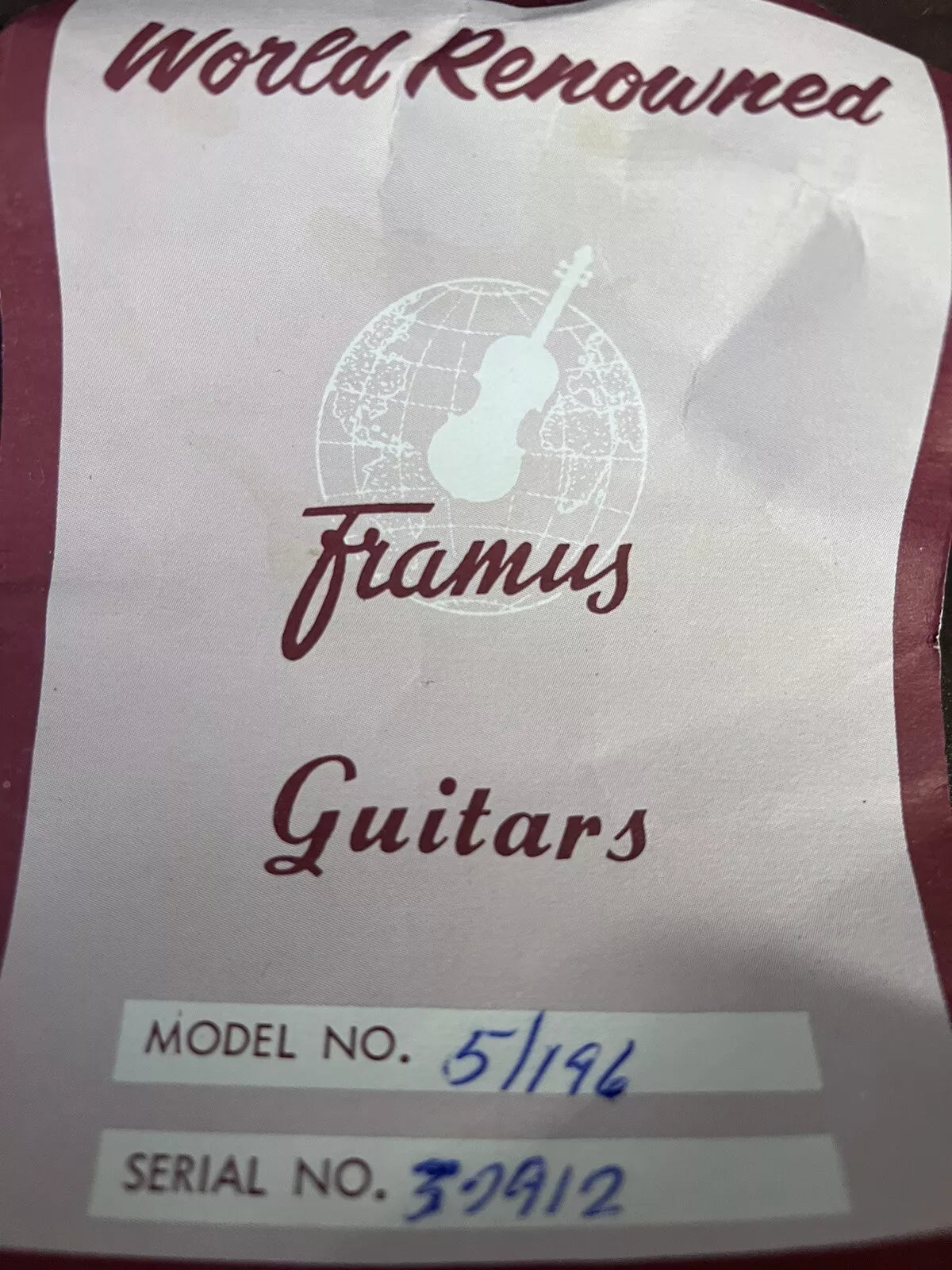 Vintage 1969 Framus Texan 5/196 Acoustic Guitar w/ Case Made in Germany